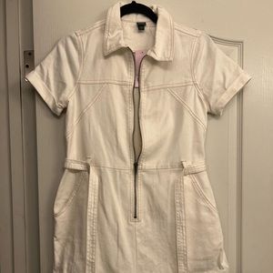 White Jean Romper